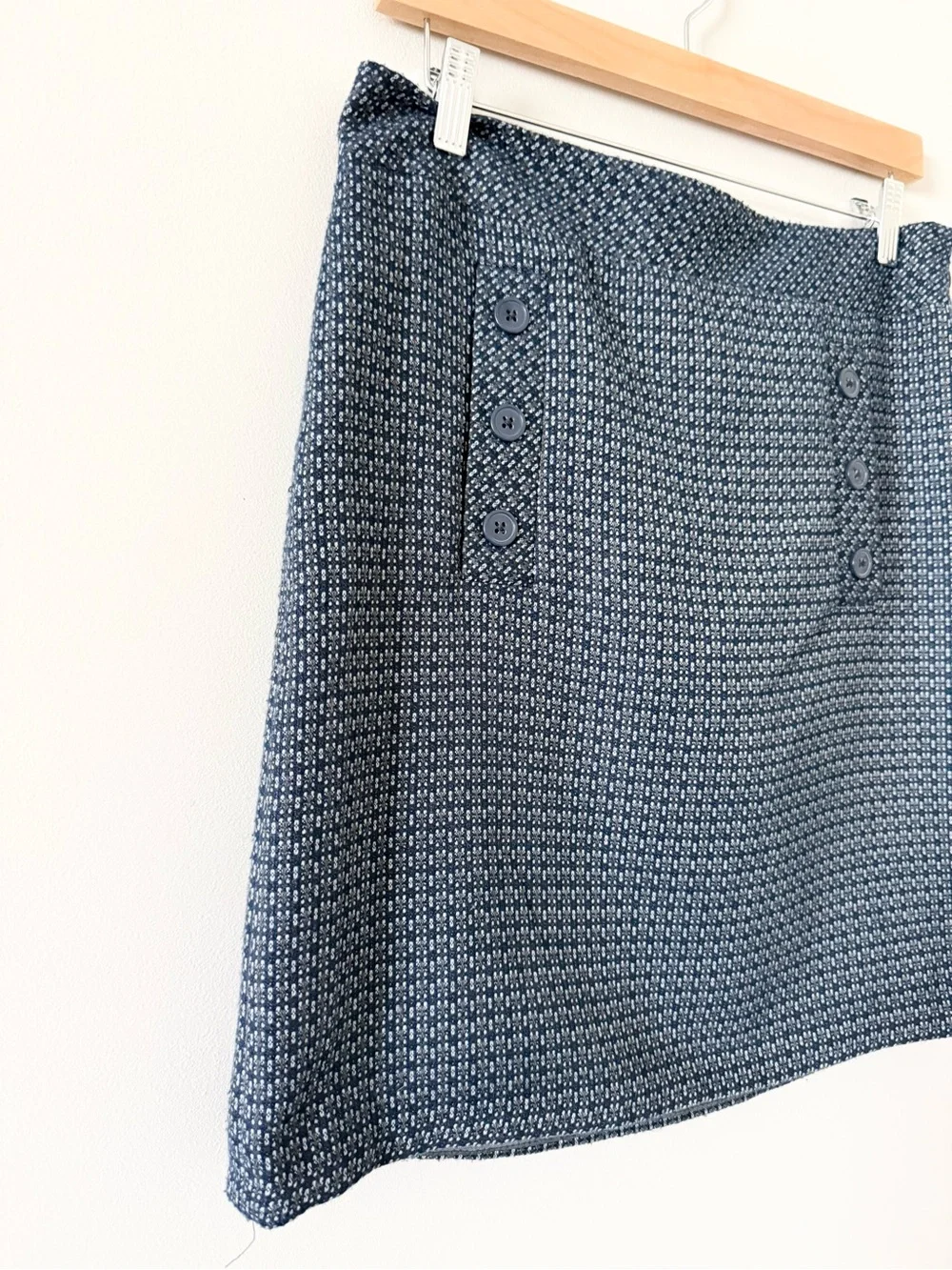 LOFT Navy Blue Textured Mini Skirt